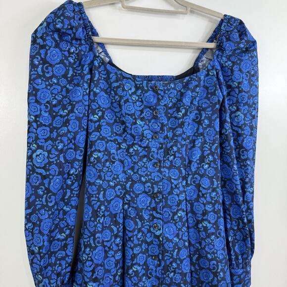 DE LORETA New Pique Dress in Camelia XS Mini Puff Sleeve Smocked Full Button - Picture 9 of 16